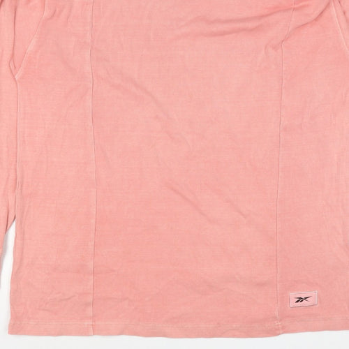 Reebok Men’s Pink M Ribbed Crew Neck Lightweight Pullover Sweatshirt