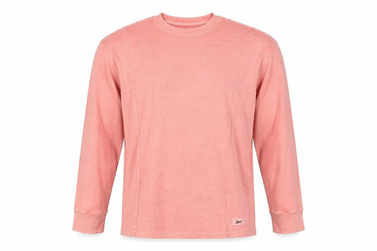 Reebok Men’s Pink M Ribbed Crew Neck Lightweight Pullover Sweatshirt