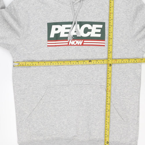 Peace Love World Men Grey S Pullover Hoodie Graphic Logo Pocket
