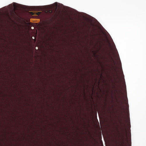 Superdry Men’s Red XL Henley Long Sleeve Cotton Sweatshirt