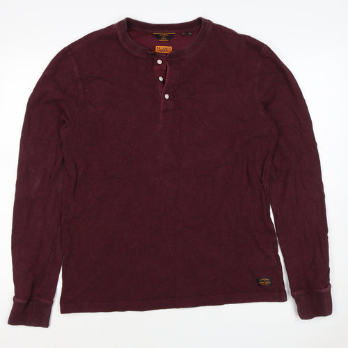 Superdry Men’s Red XL Henley Long Sleeve Cotton Sweatshirt