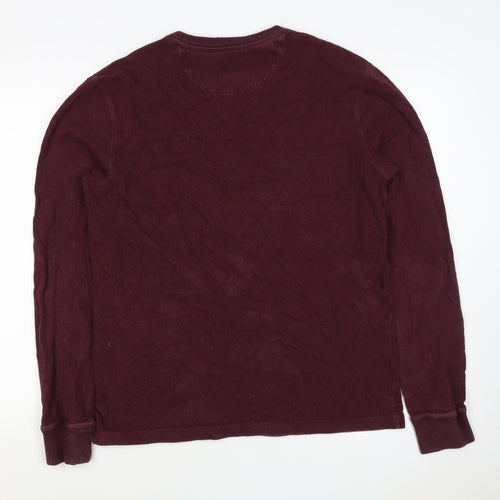 Superdry Men’s Red XL Henley Long Sleeve Cotton Sweatshirt