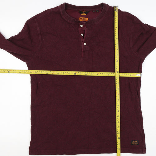 Superdry Men’s Red XL Henley Long Sleeve Cotton Sweatshirt