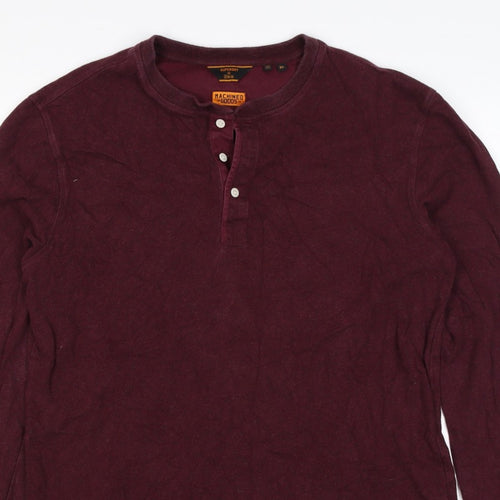Superdry Men’s Red XL Henley Long Sleeve Cotton Sweatshirt
