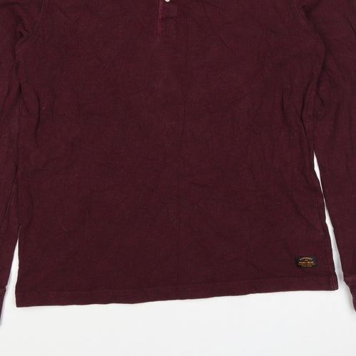 Superdry Men’s Red XL Henley Long Sleeve Cotton Sweatshirt