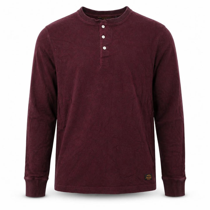 Superdry Men’s Red XL Henley Long Sleeve Cotton Sweatshirt