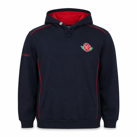 England Men's Blue 2XL Pullover Hoodie Rose Embroidered Rugby Sports