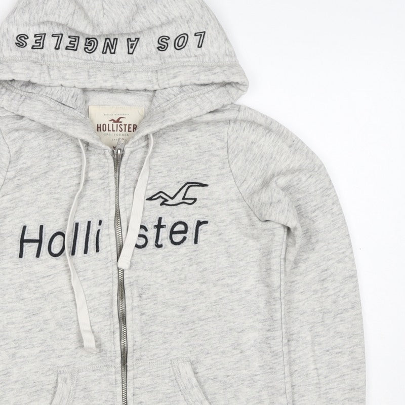 Hollister Men’s Grey XS Full Zip Hooded Logo Fleece Hoodie