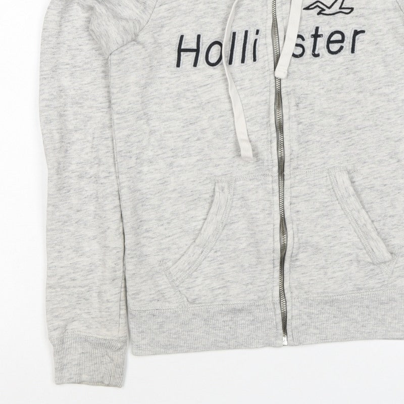 Hollister Men’s Grey XS Full Zip Hooded Logo Fleece Hoodie