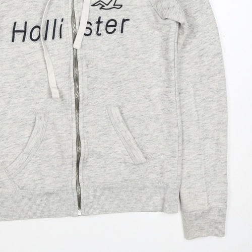 Hollister Men’s Grey XS Full Zip Hooded Logo Fleece Hoodie
