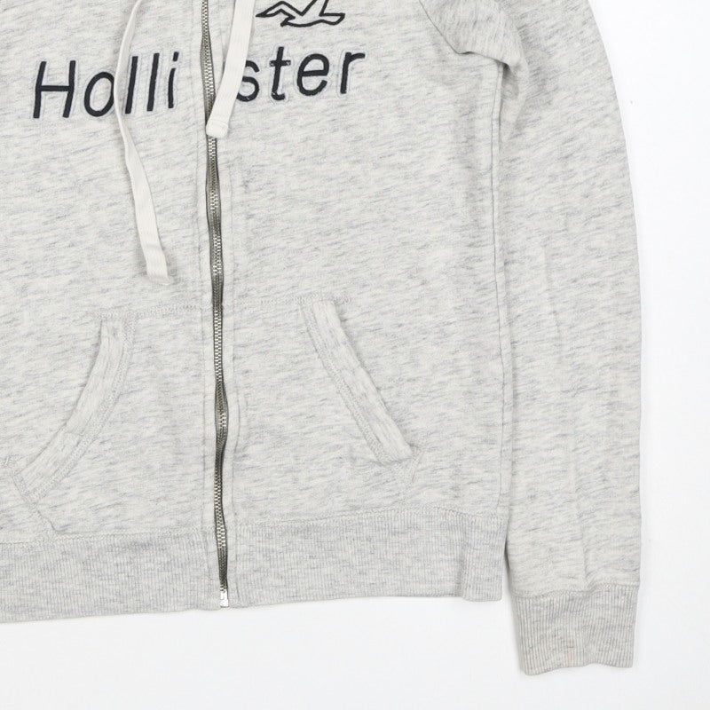 Hollister Men’s Grey XS Full Zip Hooded Logo Fleece Hoodie
