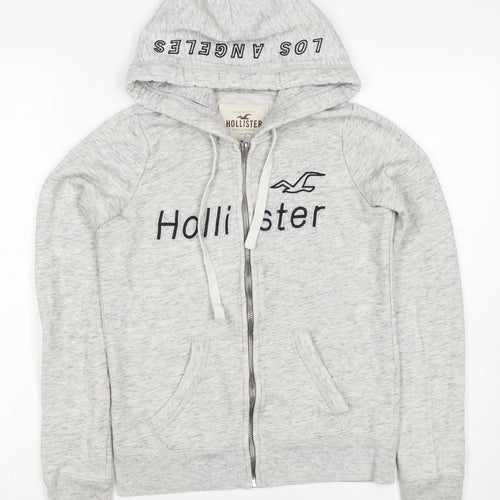 Hollister Men’s Grey XS Full Zip Hooded Logo Fleece Hoodie