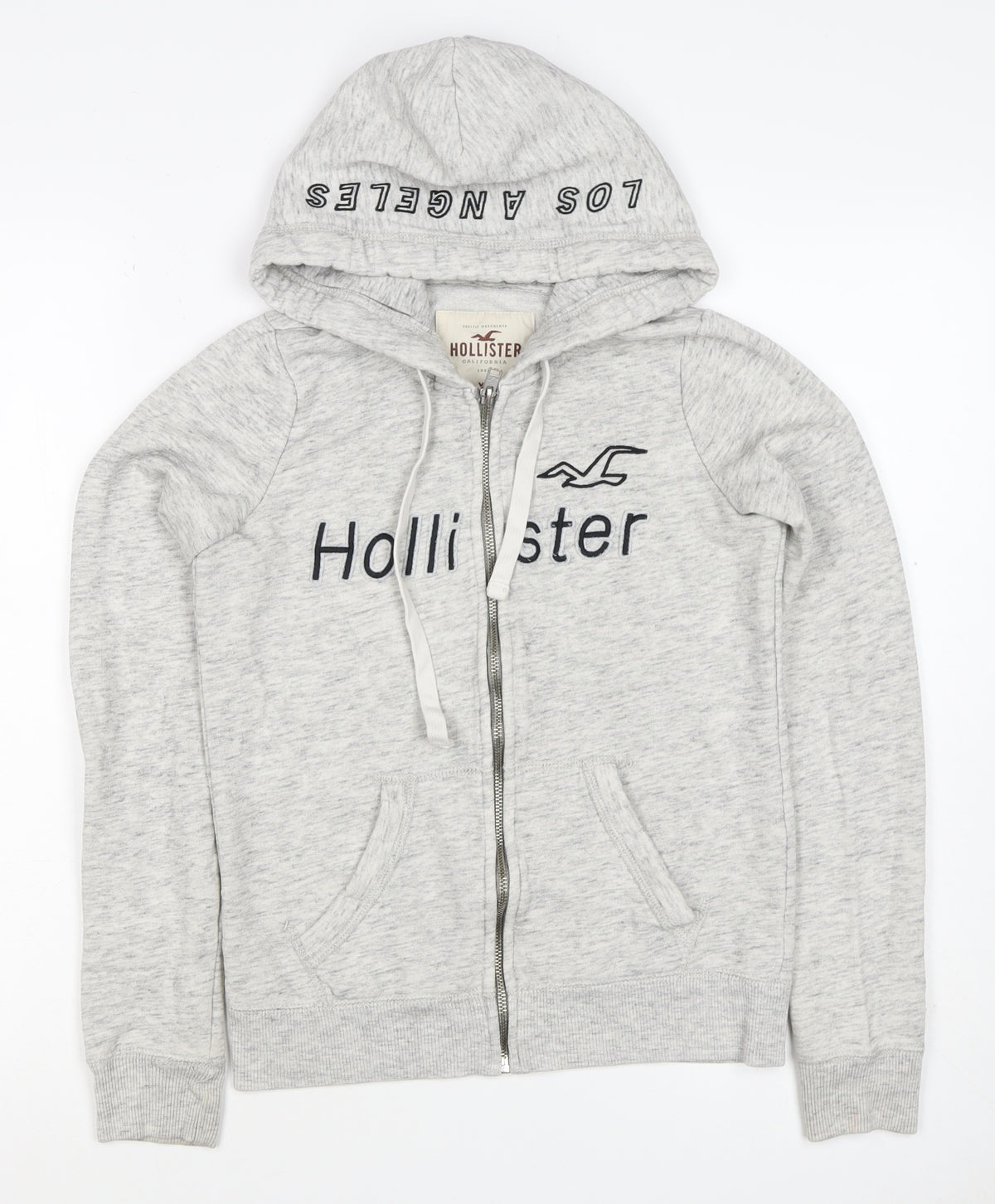 Hollister Men’s Grey XS Full Zip Hooded Logo Fleece Hoodie