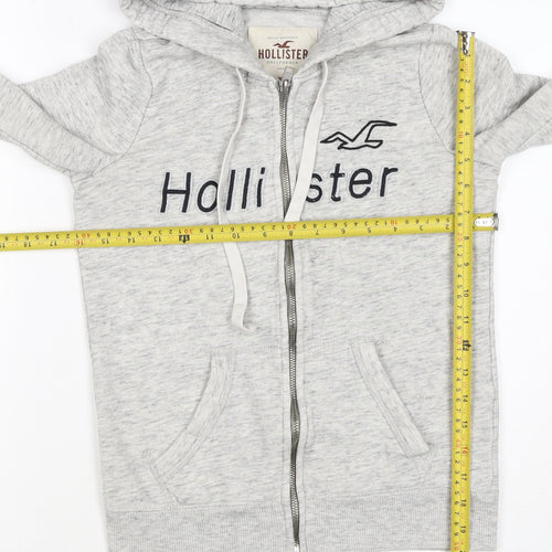 Hollister Men’s Grey XS Full Zip Hooded Logo Fleece Hoodie