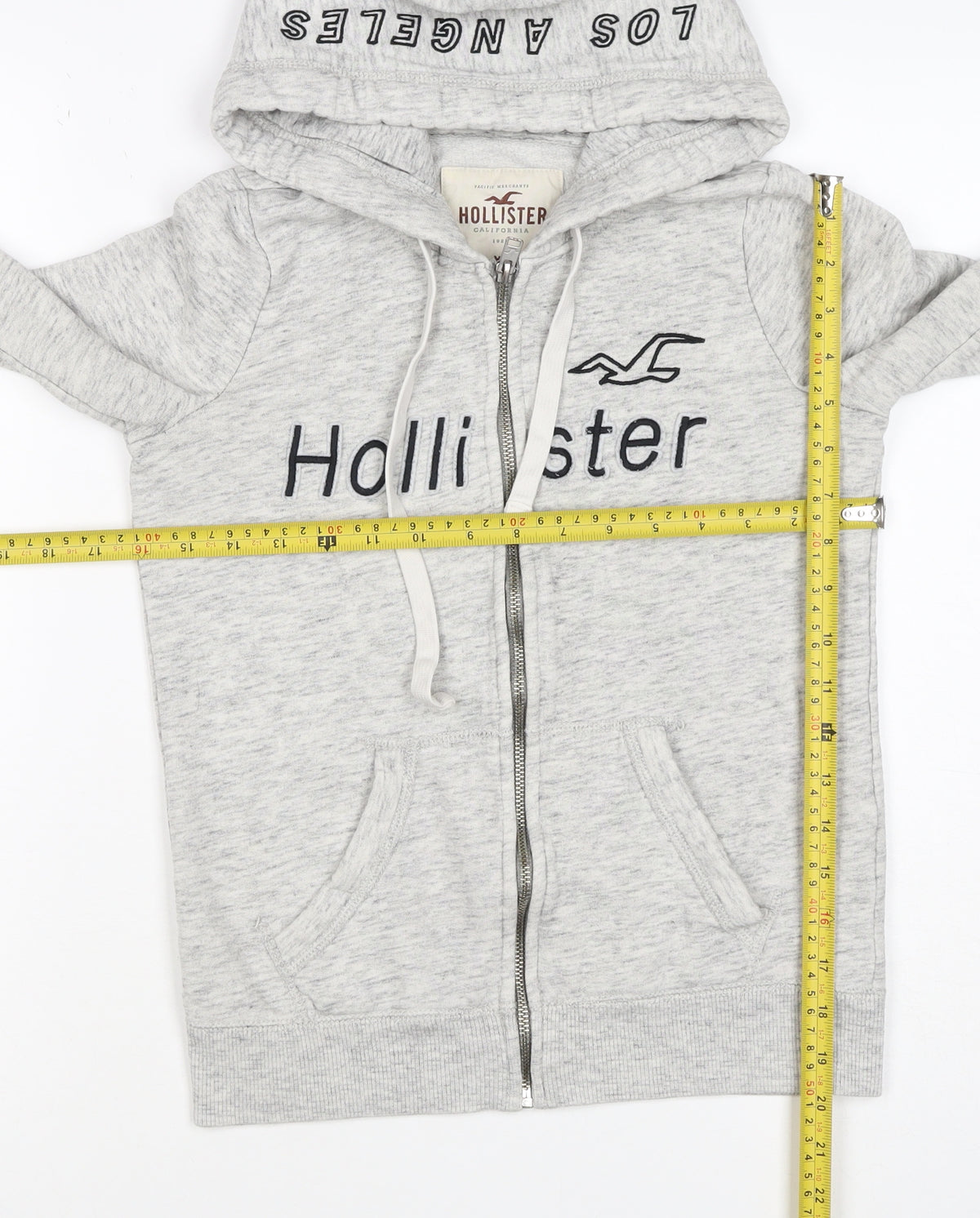 Hollister Men’s Grey XS Full Zip Hooded Logo Fleece Hoodie