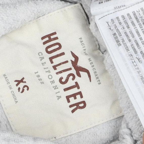 Hollister Men’s Grey XS Full Zip Hooded Logo Fleece Hoodie