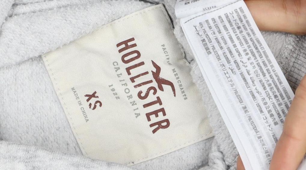 Hollister Men’s Grey XS Full Zip Hooded Logo Fleece Hoodie