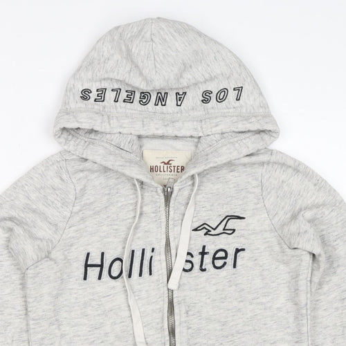 Hollister Men’s Grey XS Full Zip Hooded Logo Fleece Hoodie
