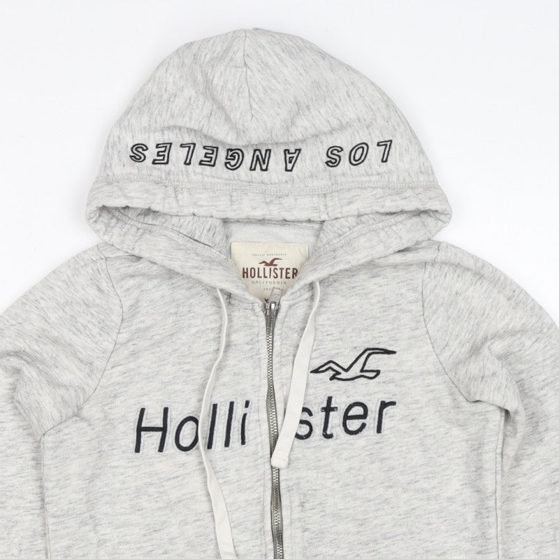 Hollister Men’s Grey XS Full Zip Hooded Logo Fleece Hoodie