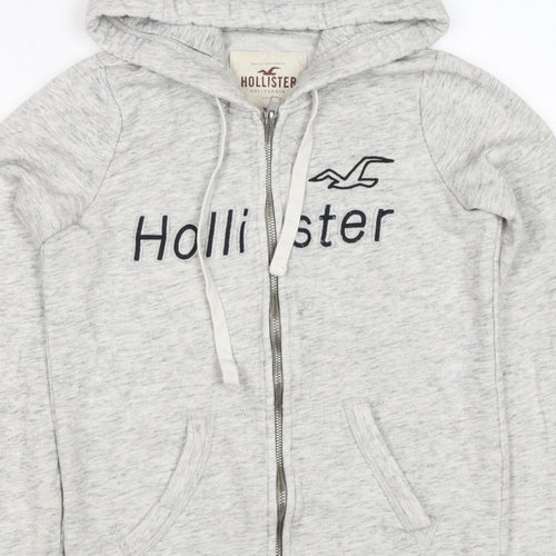 Hollister Men’s Grey XS Full Zip Hooded Logo Fleece Hoodie