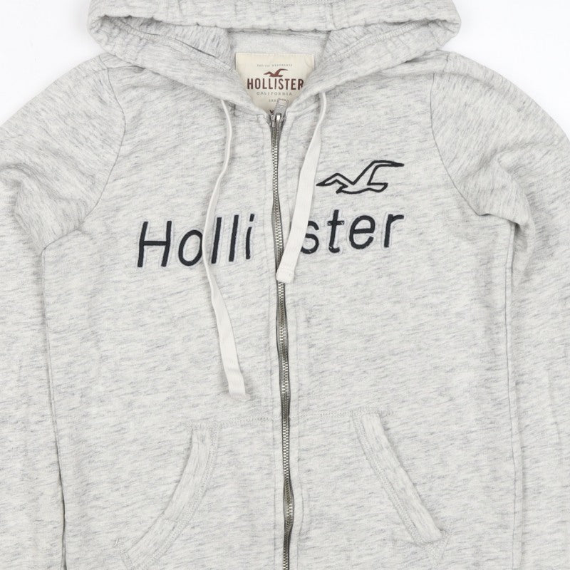 Hollister Men’s Grey XS Full Zip Hooded Logo Fleece Hoodie