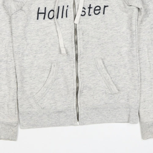 Hollister Men’s Grey XS Full Zip Hooded Logo Fleece Hoodie