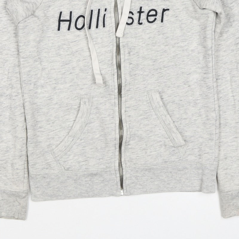 Hollister Men’s Grey XS Full Zip Hooded Logo Fleece Hoodie