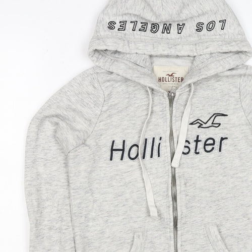 Hollister Men’s Grey XS Full Zip Hooded Logo Fleece Hoodie