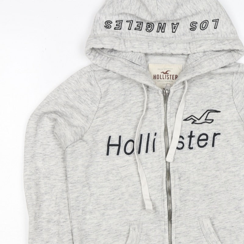 Hollister Men’s Grey XS Full Zip Hooded Logo Fleece Hoodie