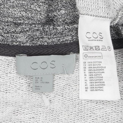 COS Men’s Grey Marl M Crew Neck Cotton Sweatshirt Zip Pocket