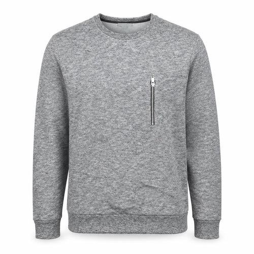 COS Men’s Grey Marl M Crew Neck Cotton Sweatshirt Zip Pocket