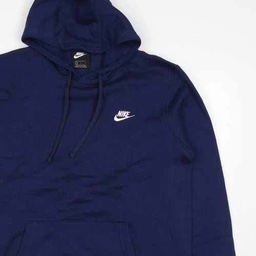 Nike Women Blue L Pullover Hoodie Logo Fleece Pockets