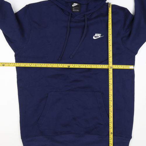 Nike Women Blue L Pullover Hoodie Logo Fleece Pockets