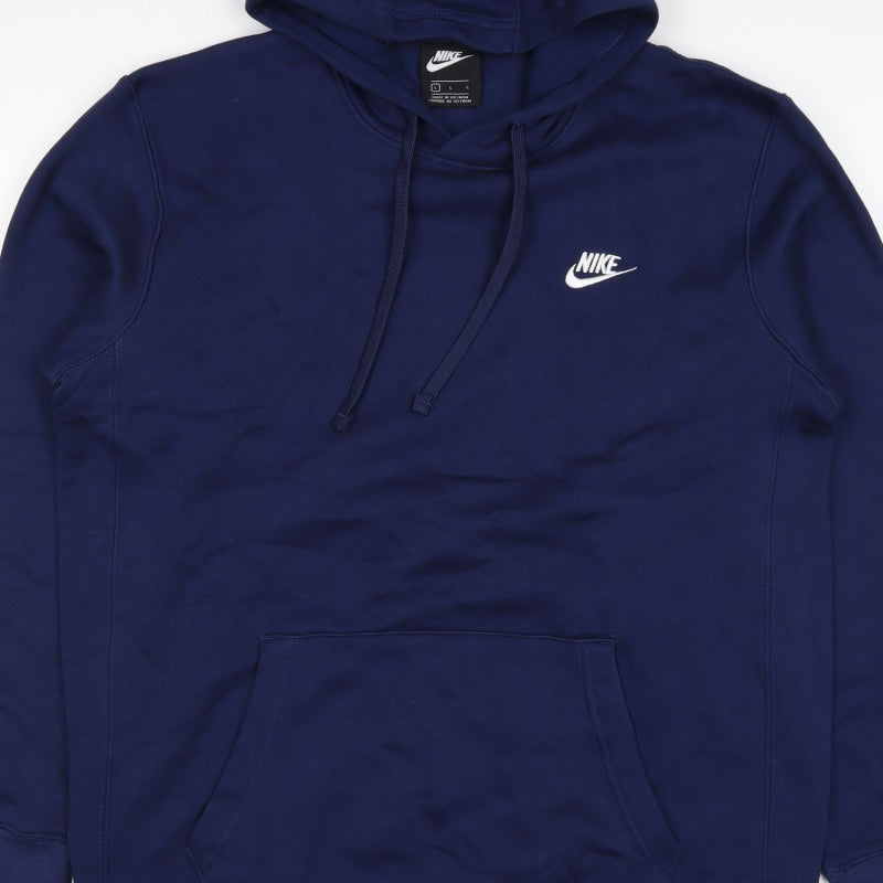 Nike Women Blue L Pullover Hoodie Logo Fleece Pockets