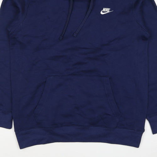Nike Women Blue L Pullover Hoodie Logo Fleece Pockets