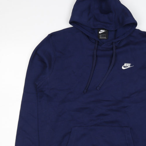 Nike Women Blue L Pullover Hoodie Logo Fleece Pockets