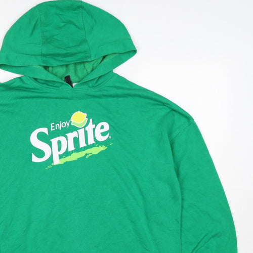 H&M Women Green UK 10 S Sprite Logo Hooded Pullover Sweatshirt