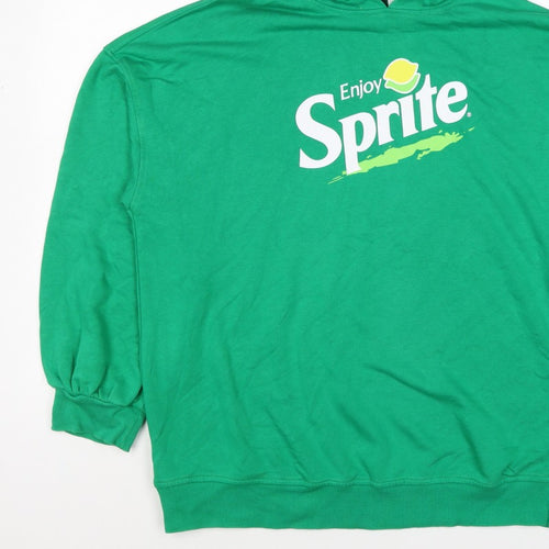 H&M Women Green UK 10 S Sprite Logo Hooded Pullover Sweatshirt