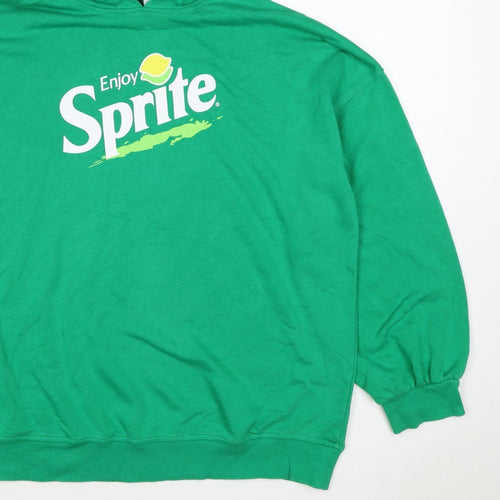 H&M Women Green UK 10 S Sprite Logo Hooded Pullover Sweatshirt