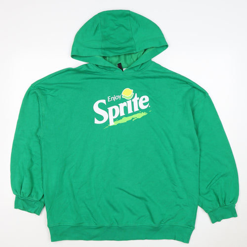 H&M Women Green UK 10 S Sprite Logo Hooded Pullover Sweatshirt