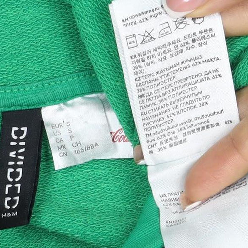 H&M Women Green UK 10 S Sprite Logo Hooded Pullover Sweatshirt