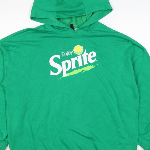 H&M Women Green UK 10 S Sprite Logo Hooded Pullover Sweatshirt