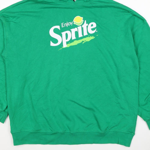 H&M Women Green UK 10 S Sprite Logo Hooded Pullover Sweatshirt