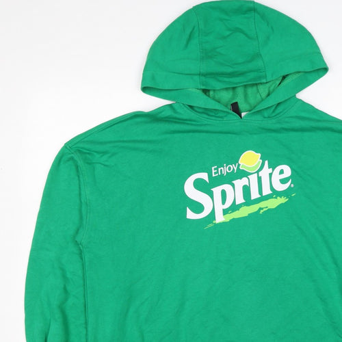 H&M Women Green UK 10 S Sprite Logo Hooded Pullover Sweatshirt