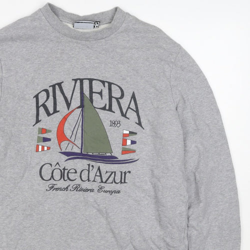 C&A Men’s Grey S Riviera Côte d’Azur Sailboat Graphic Sweatshirt