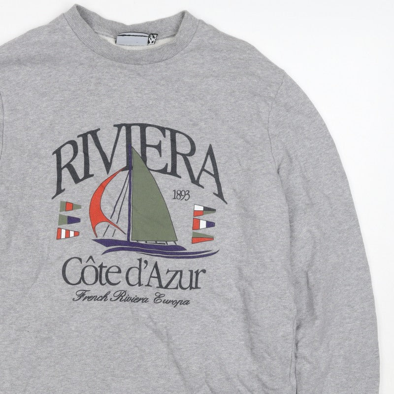 C&A Men’s Grey S Riviera Côte d’Azur Sailboat Graphic Sweatshirt