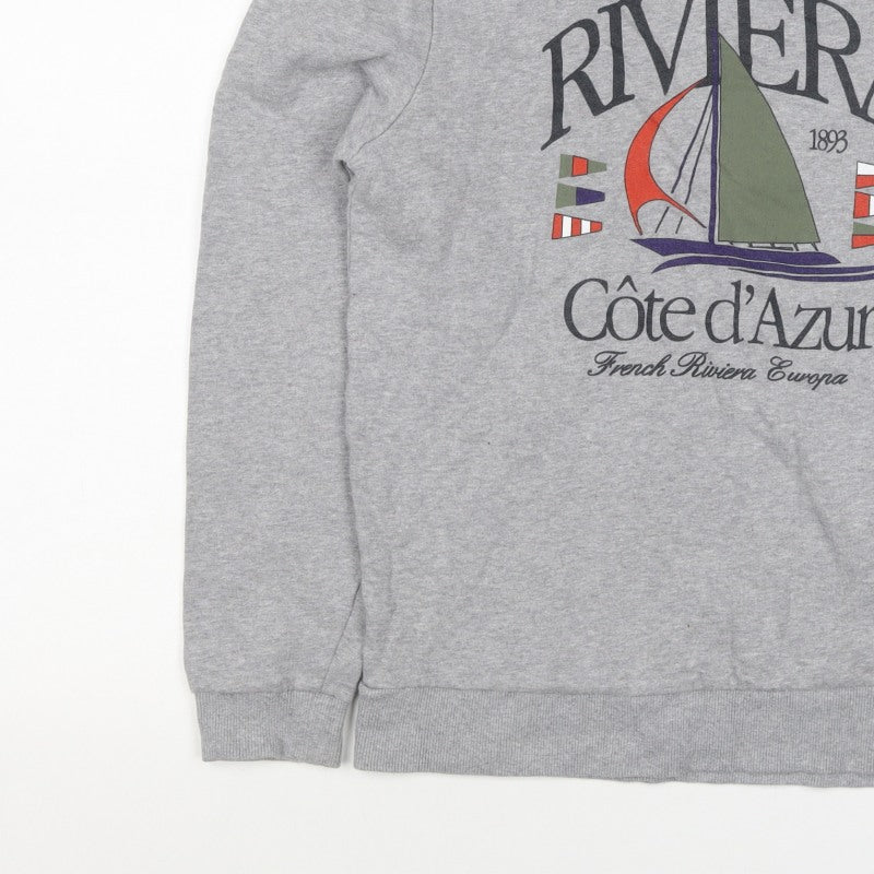 C&A Men’s Grey S Riviera Côte d’Azur Sailboat Graphic Sweatshirt