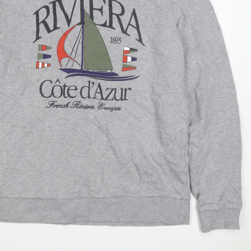 C&A Men’s Grey S Riviera Côte d’Azur Sailboat Graphic Sweatshirt