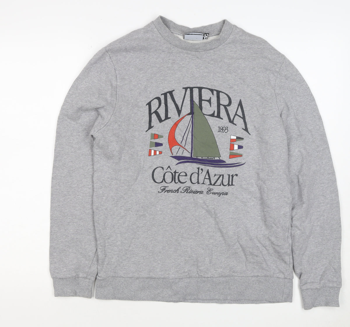 C&A Men’s Grey S Riviera Côte d’Azur Sailboat Graphic Sweatshirt