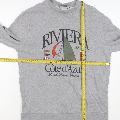 C&A Men’s Grey S Riviera Côte d’Azur Sailboat Graphic Sweatshirt